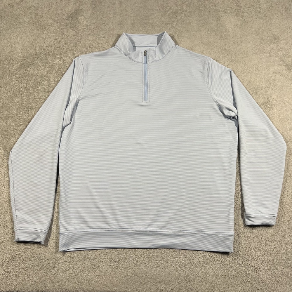 Peter Millar Performance 1/4 Zip Pullover Golf Sweatshirt Mens XL Striped Blue